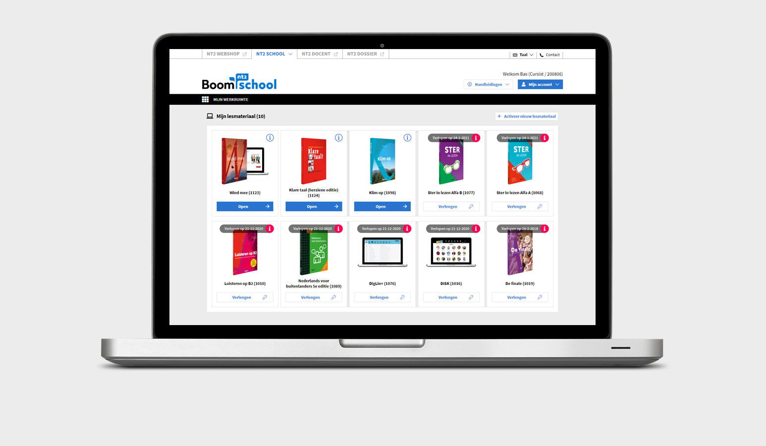 Personal workspace with your course material